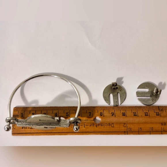 Vintage Guy Vidal Pewter Bracelet, Earrings & Necklace Set - Picture 4 of 13